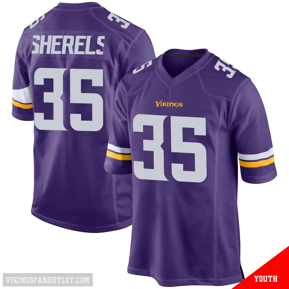 ＃35 Youth Marcus Sherels Purple Game Minnesota Vikings Team Color Jersey