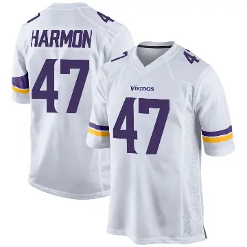 ＃47 Men's Matt Harmon White Game Minnesota Vikings Jersey