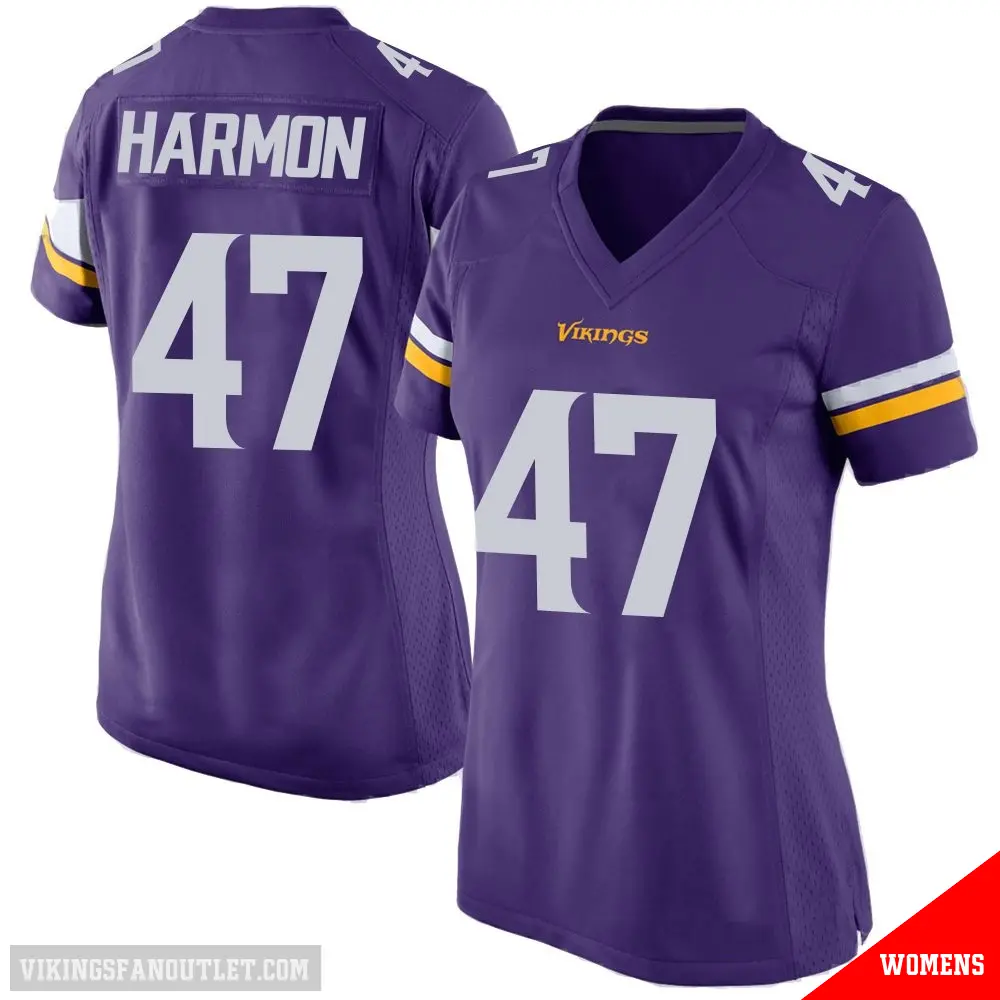 ＃47 Women's Matt Harmon Purple Game Minnesota Vikings Team Color Jersey