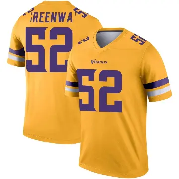 ＃52 Youth Chad Greenway Gold Legend Minnesota Vikings Inverted Jersey