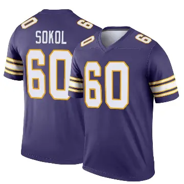 ＃60 Men's Josh Sokol Purple Legend Minnesota Vikings Classic Jersey