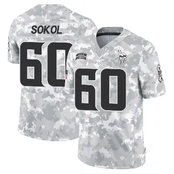 ＃60 Youth Josh Sokol Arctic Camo Limited Minnesota Vikings 2024 Salute to Service Jersey